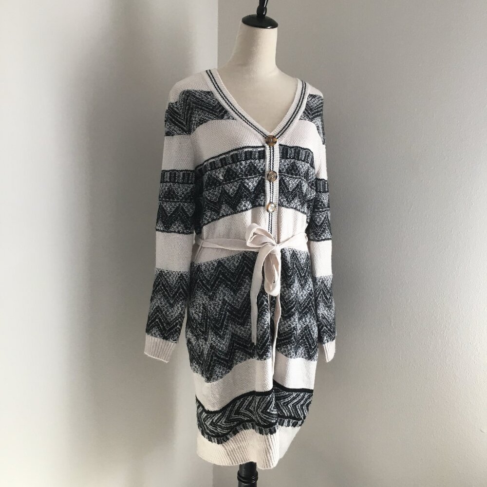 NWT LUCKY BRAND Petite MultiColor Belted Soft Knit Long Cardigan